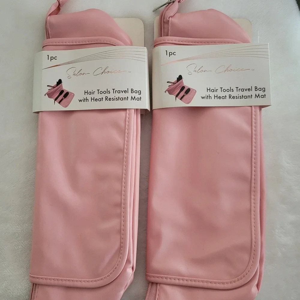Salon Choice Hair Tools Travel Bag with Heat Resistant Mat Pink Lot of 2